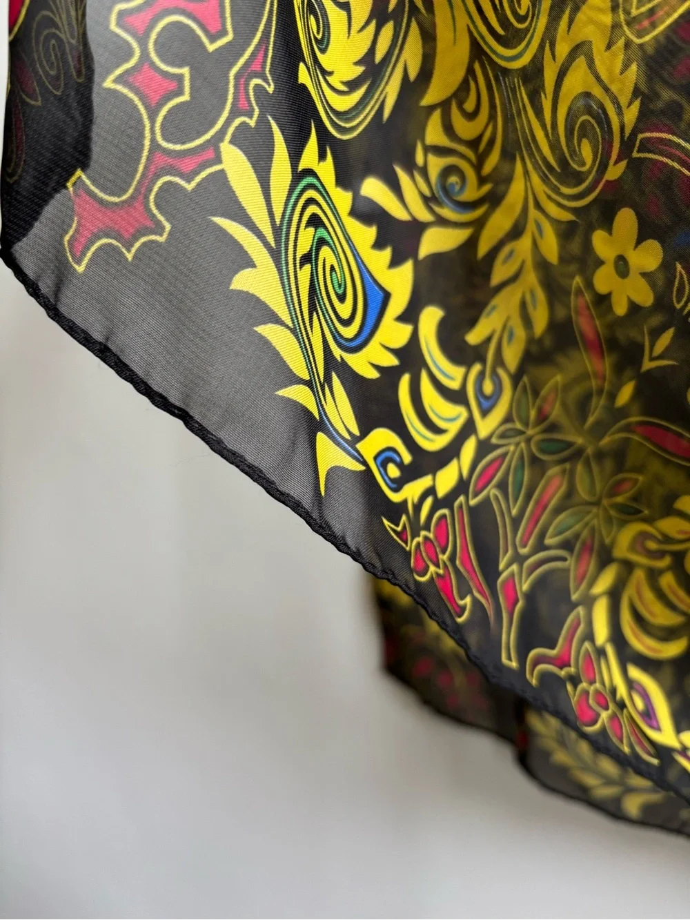 Silk blend ornate peacock scarf